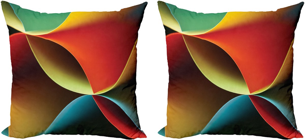 ABAKUHAUS Abstract Sierkussenhoes Set van 2, Grafik Farbige, Modern Accent Dubbelzijdige Digitale Print, 60x60, Oranje Wit