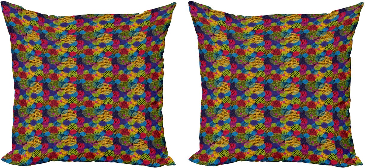 ABAKUHAUS Abstract Sierkussenhoes Set van 2, Kreis Grunge Kleurrijke, Modern Accent Dubbelzijdige Digitale Print, 40x40, Meerkleurig