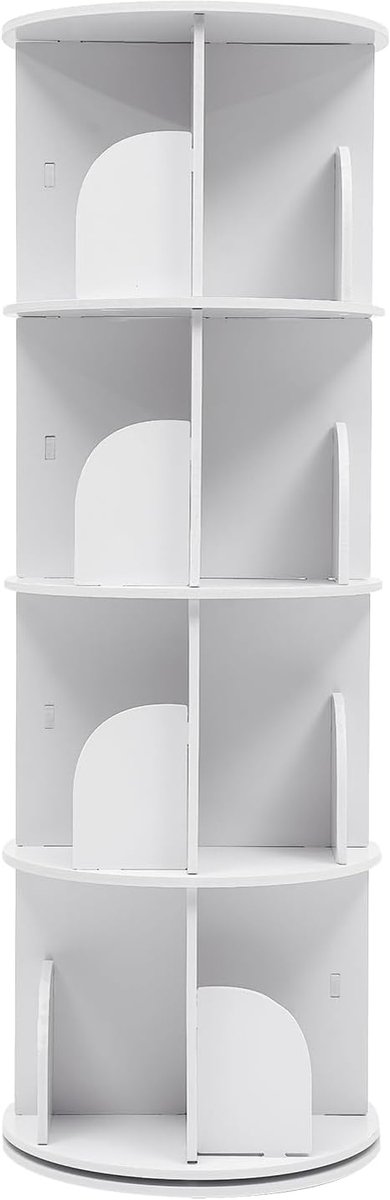 Boekenkast met 4 etages, tentoonstellingsbibliotheek 360, boekenkast op voet, stapelbaar, geschikt voor kinderen en volwassenen, geschikt voor woonkamer, studeerkamer, kantoor (wit)