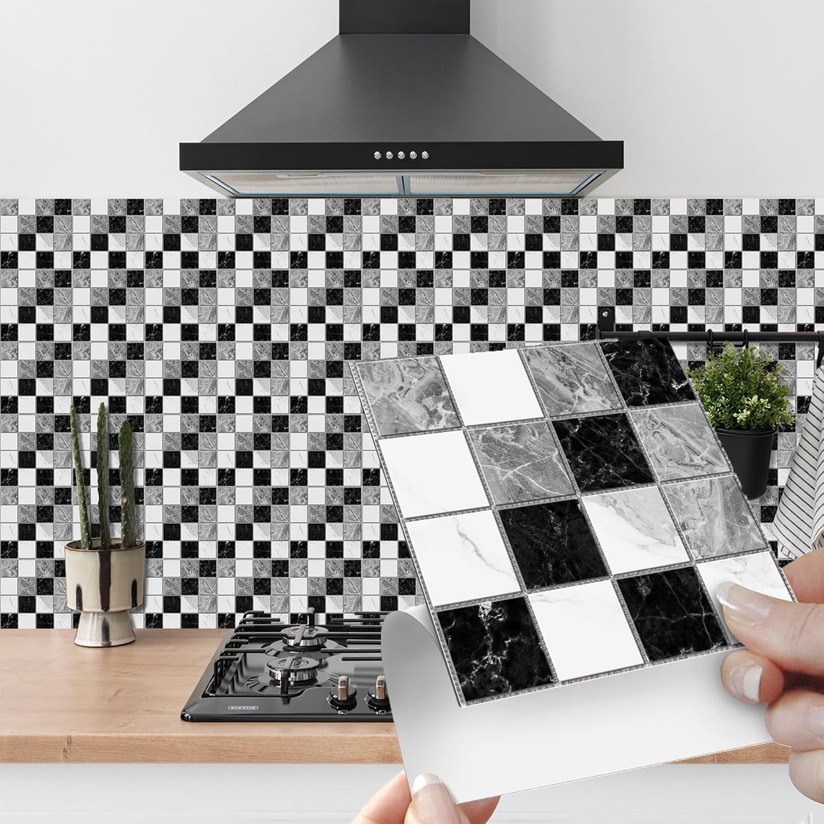 Tegelstickers in mozaïekstijl, 20 stuks, retro tegelstickers voor keuken, 10 x 10 cm, pvc, zelfklevend, hittebestendig, waterdicht, vinyl, decoratie voor de badkamer