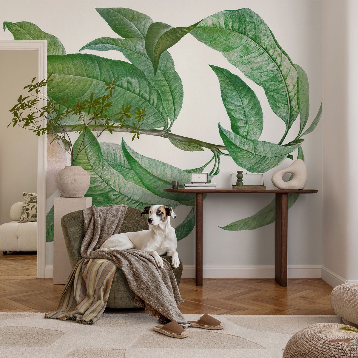 Coloray Vliesbehang - Groente Snellijm Behang - 104x70 cm - Rijpe Perzik Muurschildering - Gang behang Bloemen En Planten - Fotobehang Vlies - Slaapkamer behang