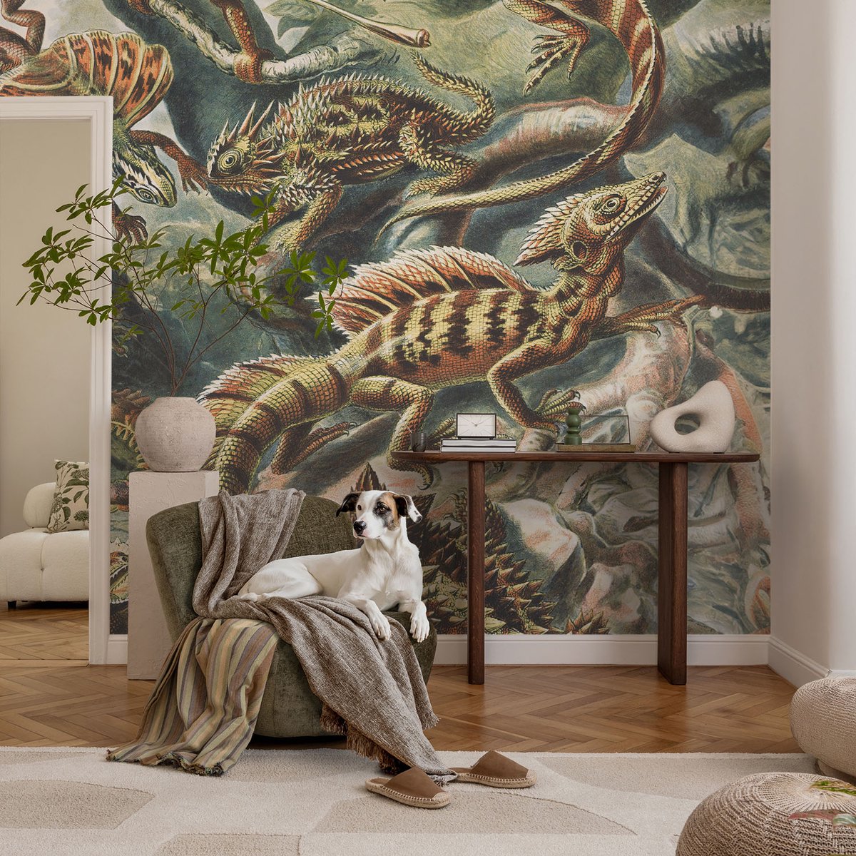 Coloray Vliesbehang - Zwart Snellijm Behang - 104x70 cm - Exotische Reptielen Fotobehang Vlies - Hal behang Dieren - Muurschildering - Hal behang