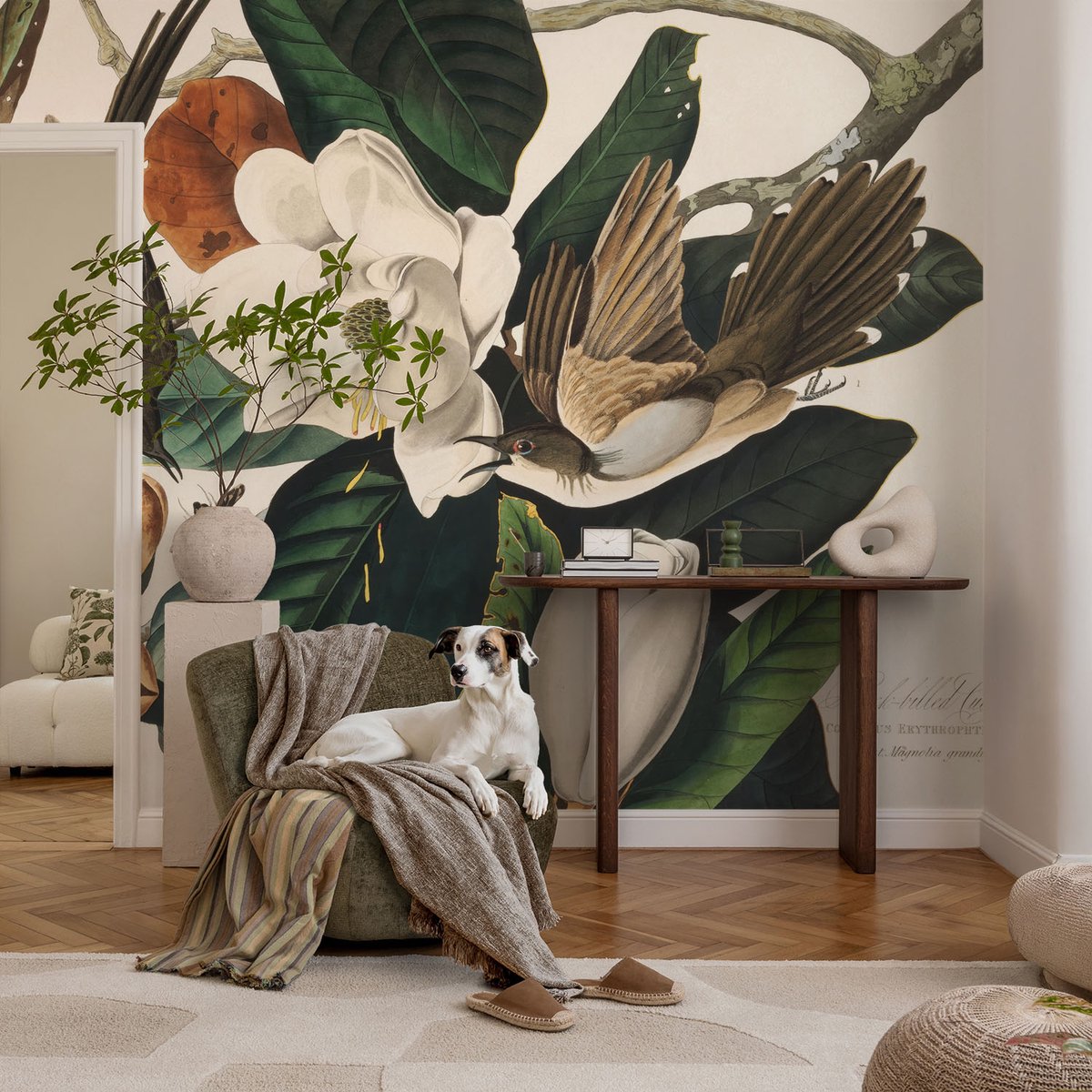 Coloray Vliesbehang - Groente Snellijm Behang - 104x70 cm - Vogels Magnolia'S Muurschildering - Slaapkamer behang Dieren - Fotobehang Vlies - Slaapkamer behang