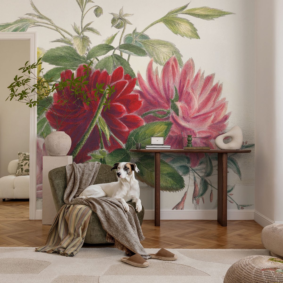 Coloray Vliesbehang - Groente Snellijm Behang - 104x70 cm - Bloemenboeket Fotobehang Vlies - Woonkamer behang Bloemen En Planten - Muurschildering - Hal behang