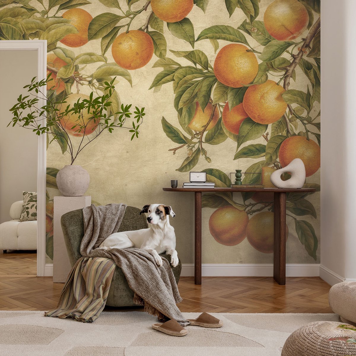 Coloray Vliesbehang - Groente Snellijm Behang - 104x70 cm - Fruittakken Fotobehang Vlies - Woonkamer behang Bloemen En Planten - Muurschildering - Woonkamer behang