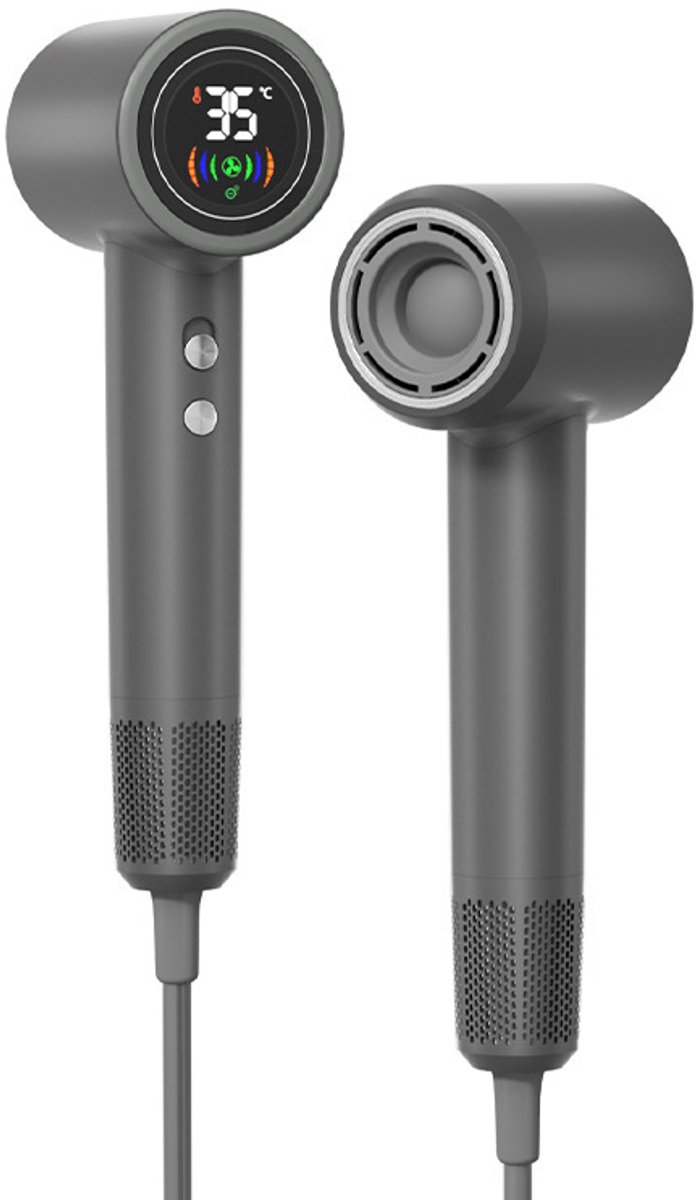 VHV - Ionische Fohn - Föhn met Vlakke Blaasmond - Haarstyler met LED Scherm - 5 Warmtestanden, 2 Snelheden - Pluisvrij, Glanzend - Lichtgewicht & Stil