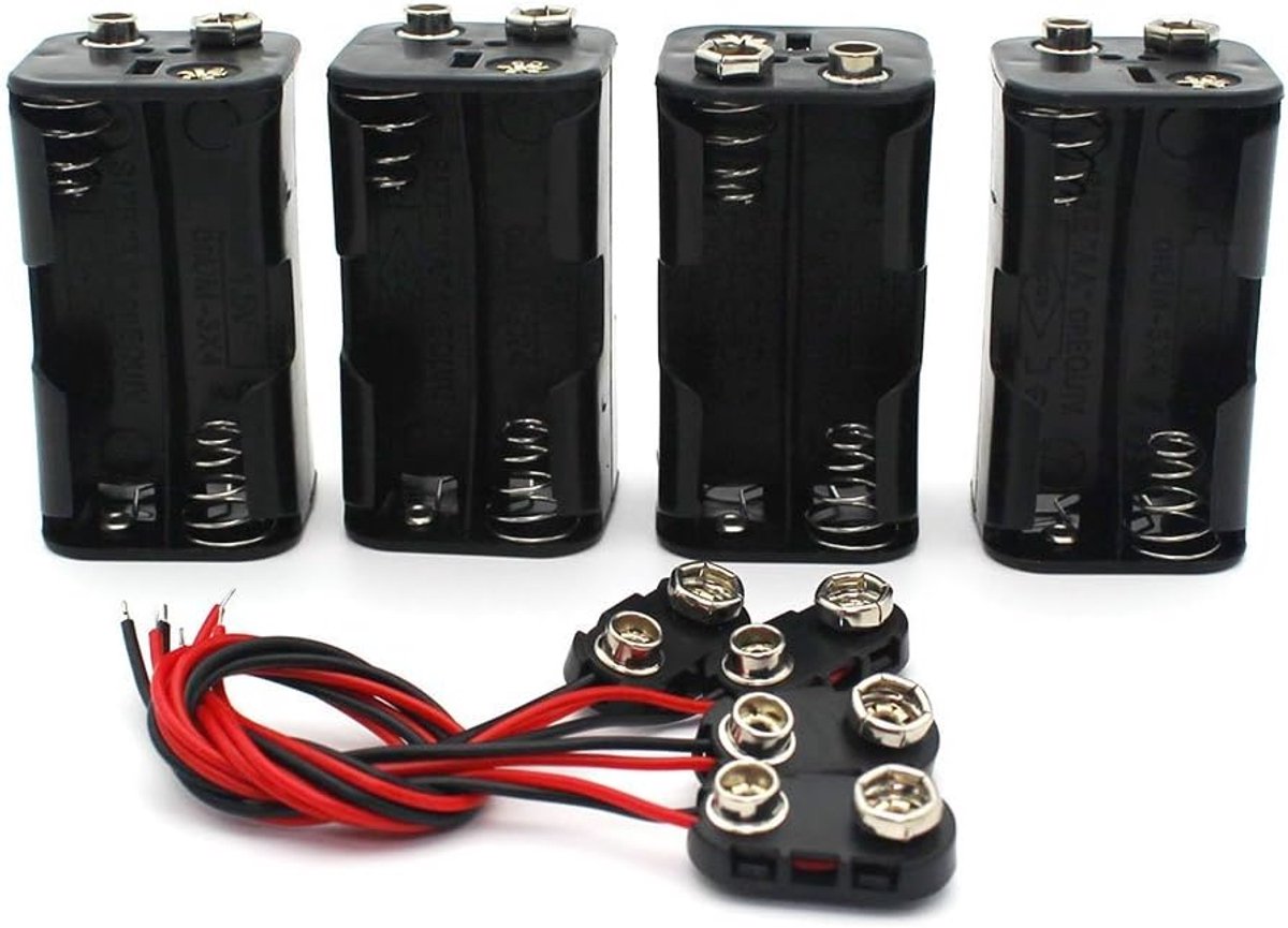 4set Thicken Batterij Houder voor 4 x AA met Standaard Snap Connector en Hard Plastic Behuizing T Type Draad
