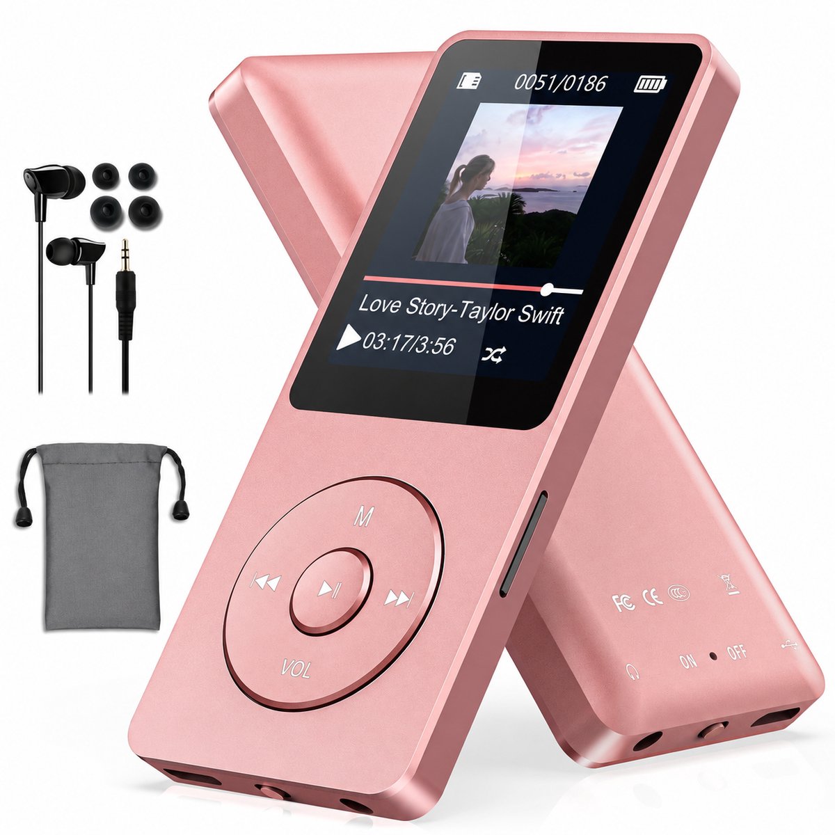 MP3-speler 32GB – Bluetooth 5.3 – 80 uur batterijduur – 1,8 inch display – 30 g lichtgewicht