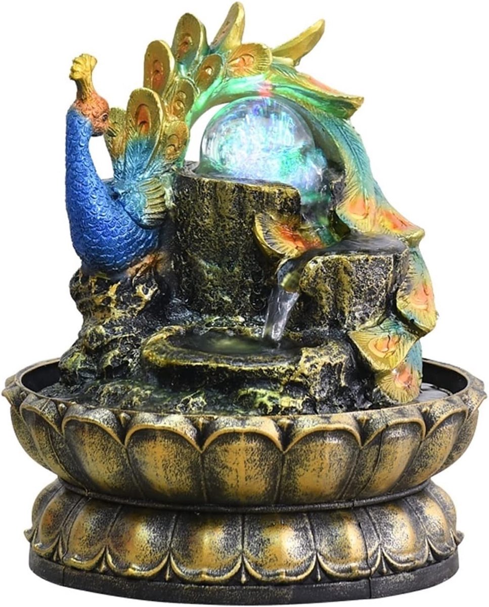 Chinese Pauw Thuis Feng Shui Polo Eettafel Kantoor Bureau stromend water Feng Shui Ornamenten Creatief Modelleren Tafelblad Waterfonteinen goed