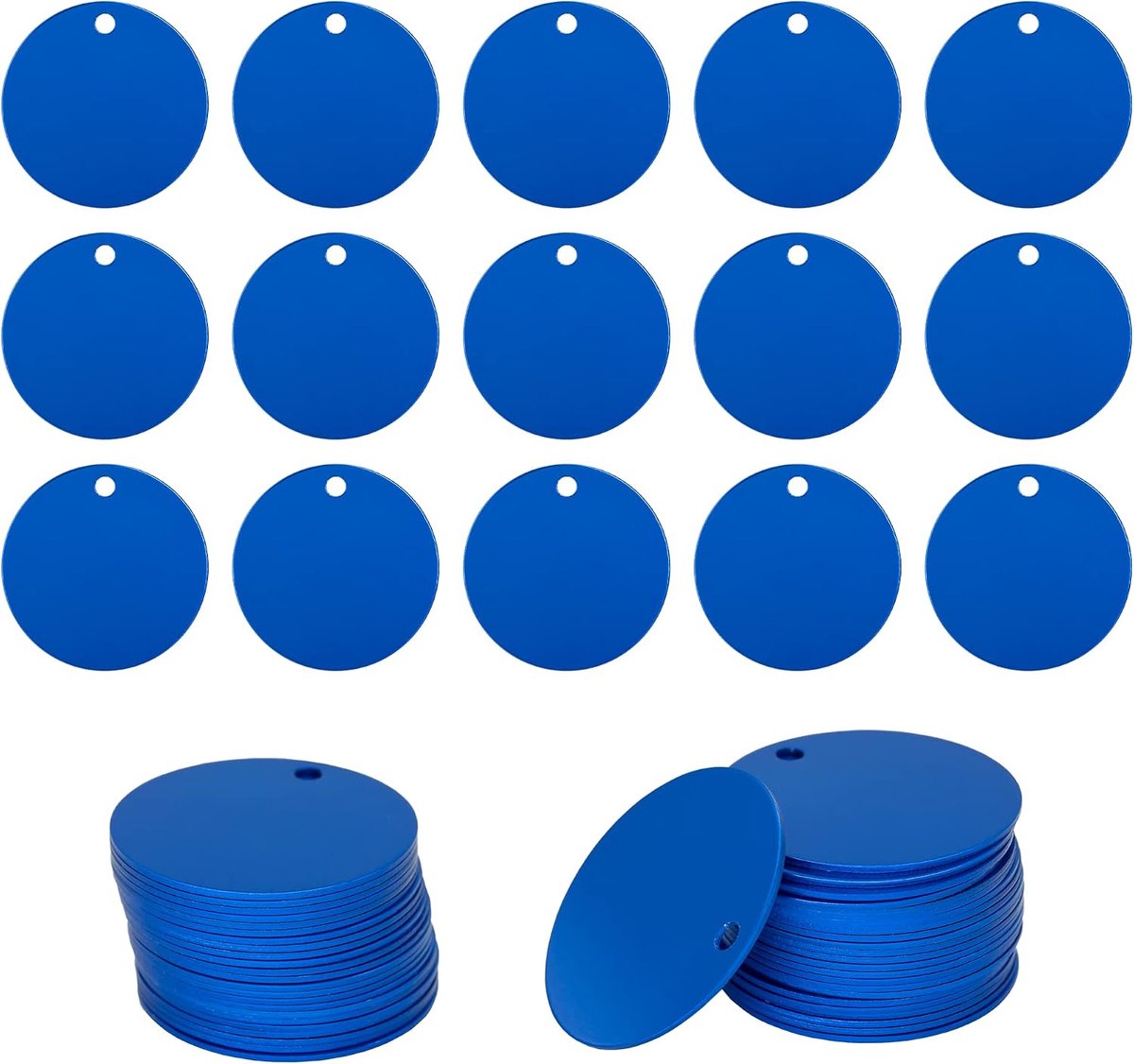 Aluminium Gravure Blanks Labels Stempelplaten 25-Pack Diameter 4 cm (Blauw)
