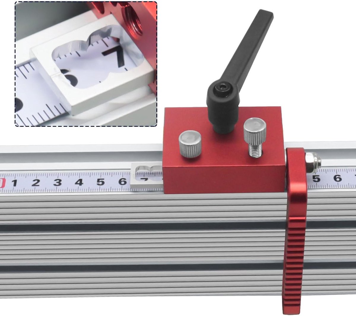Hek Flip Stop voor T-rail, Aluminium Verstelbare Eindstop Type 75 Accessoire voor Houtbewerkingstafelzaag en Verstekzaag