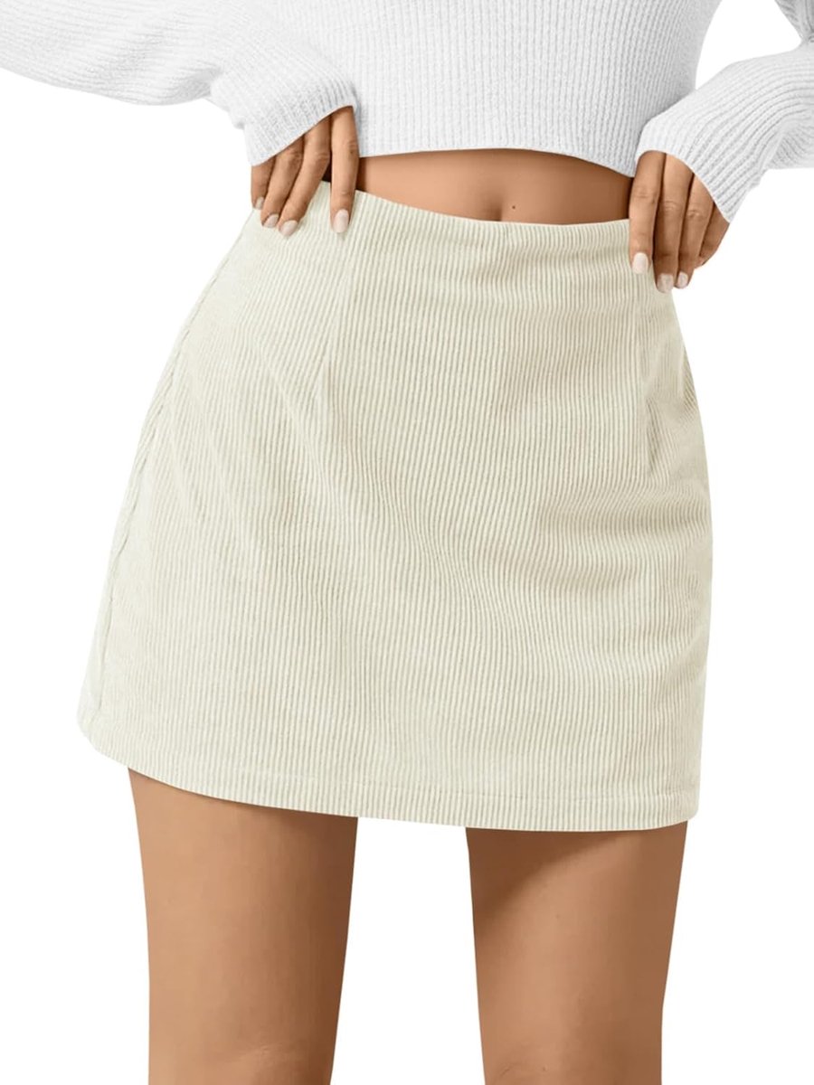 Corduroy minirok voor dames, A-lijn, hoge taille, korte rok, casual, basic cordrock