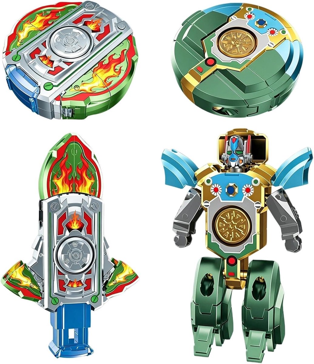 2-in-1 vervormbare fidget spinner robotspeelgoed, handspeelset, groen