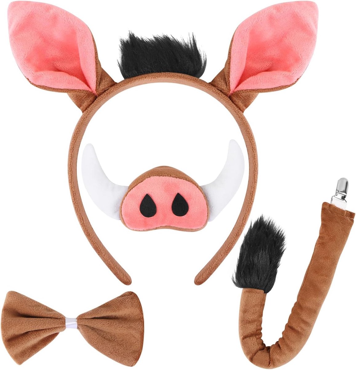 Kostuums, hoofdband, muis, oren, neus, staart en vlinder, dierenkostuumset, voor kinderen, Halloween, carnaval, cosplay, verjaardagsfeest