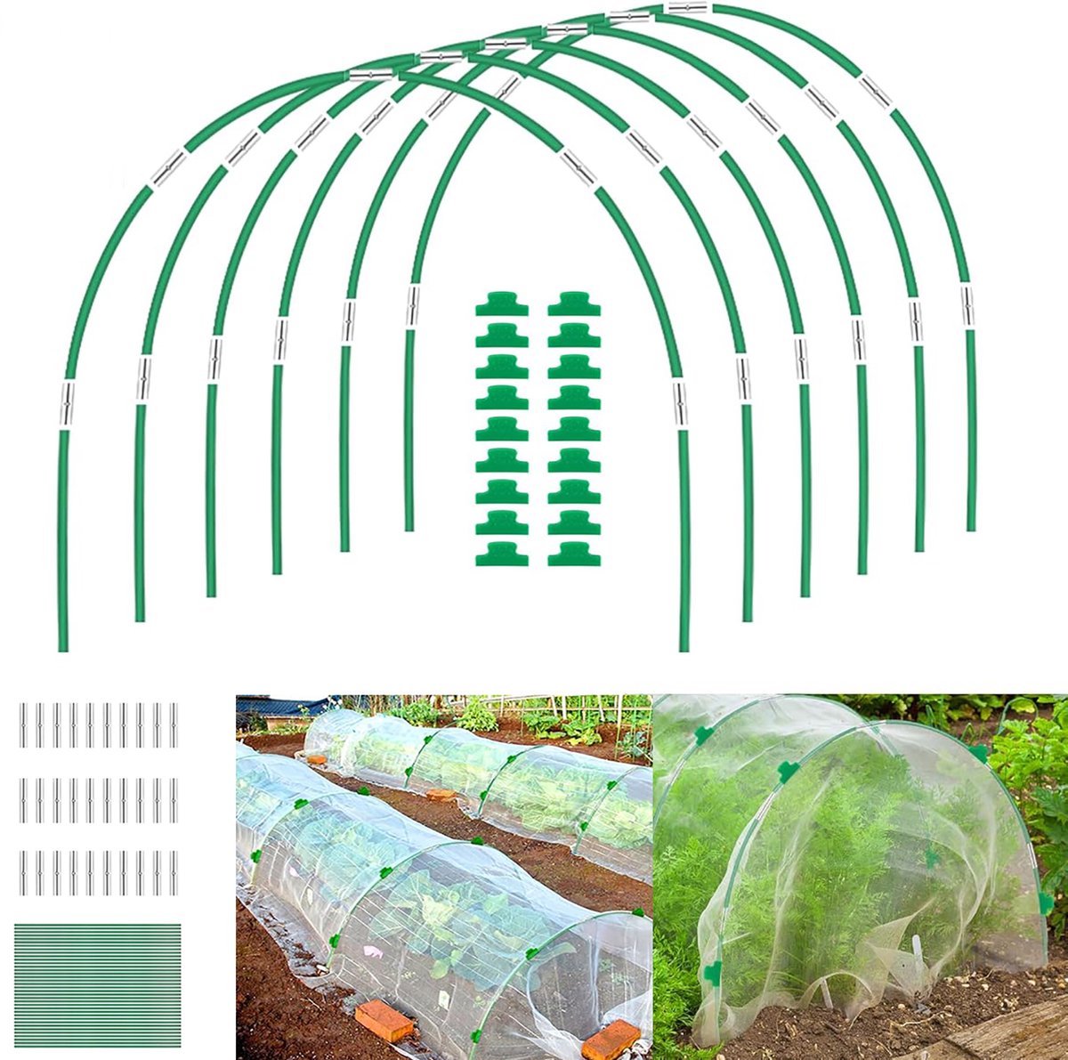 Tuinbogen, Kas Tunnelkweeknetten, Hoepels, Ondersteuningsframe Voor Tuinbed, Beschermtunnel Voor Groenten.