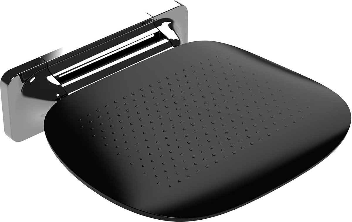 douchestoel, wandmontage met groot zitvlak, ergonomische antislip badkruk voor senioren en gehandicapten, 180 kg zware belasting, zwart