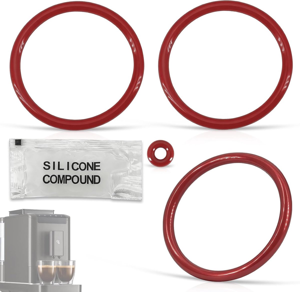 Afdichtingsringen voor Tchibo Esperto Pro volautomatische espressomachine, 4 x onderhoudsset, afdichtingsset, geschikt voor Tchibo Esperto, Esperto2, Beko CEG, Grundig KVA 4830, afdichting compatibel