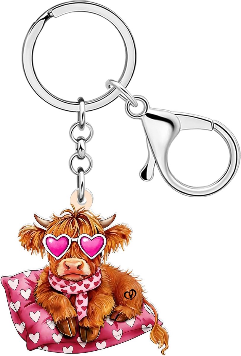 Highland Cow Gifts Schotse Hooglander Koe Sleutelhanger, Acryl Cowgirl Accessoires Valentijnsdag Geschenken voor Vrouwen