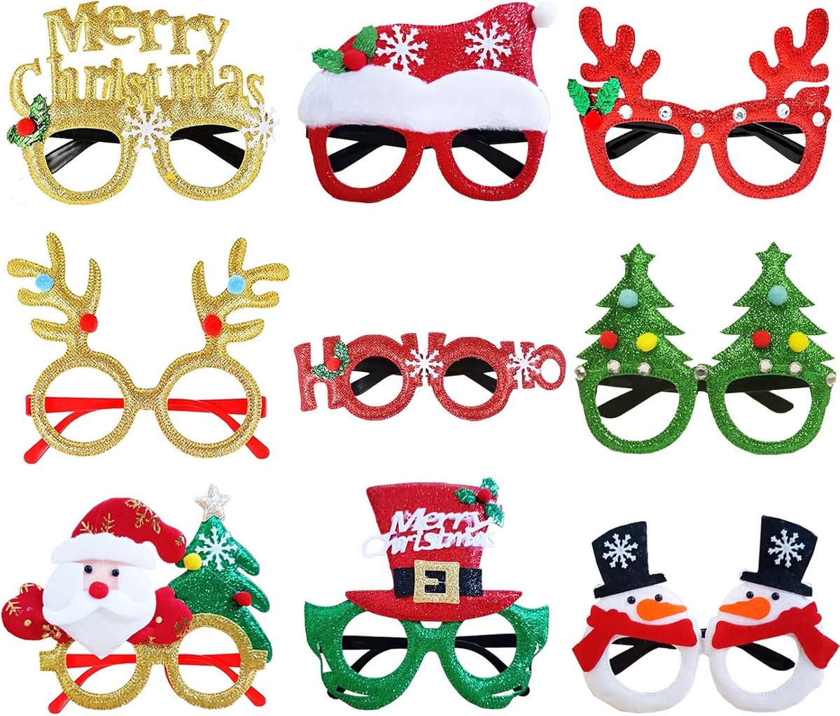 Brillenset, Glinsterende Kerstboomglazen Frames, Creatieve Kerstbril Frames, Kerstdecoratie voor Kerstfeest Kostuum Volwassenen Kinderen