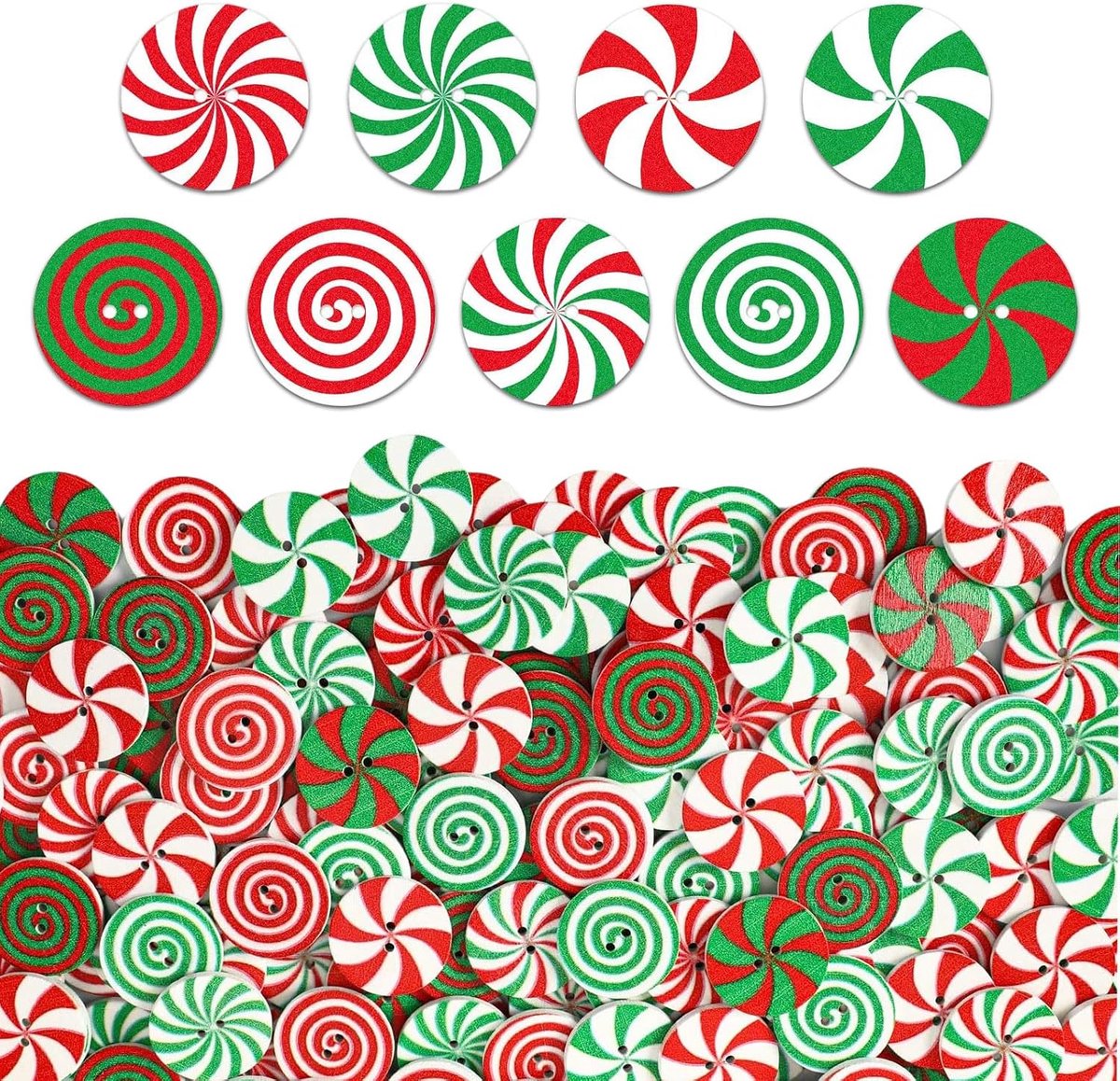 Knopen, 200 stuks, kerstknopen, naaien, handwerk, winterkerstknopen, voor doe-het-zelf scrapbooking, kerstversiering