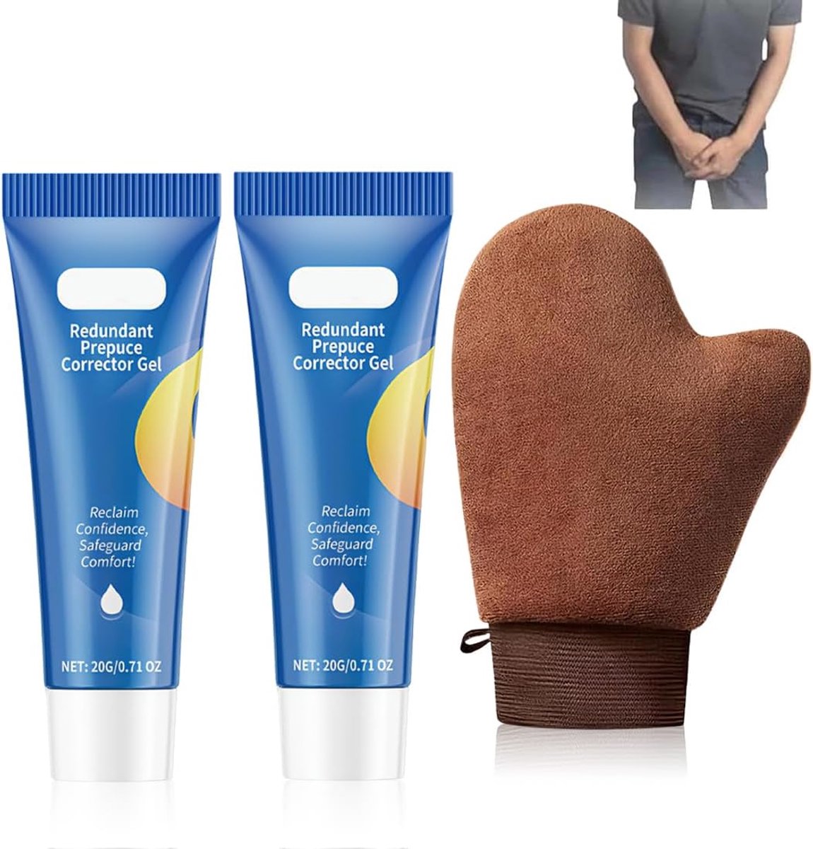 Intimaverzorgingscrème voor mannen, set van 2 (inclusief 1 aanbrenghandschoen), een natuurlijke, kruidengebaseerde, hydraterende en verzachtende gel voor de intieme zone