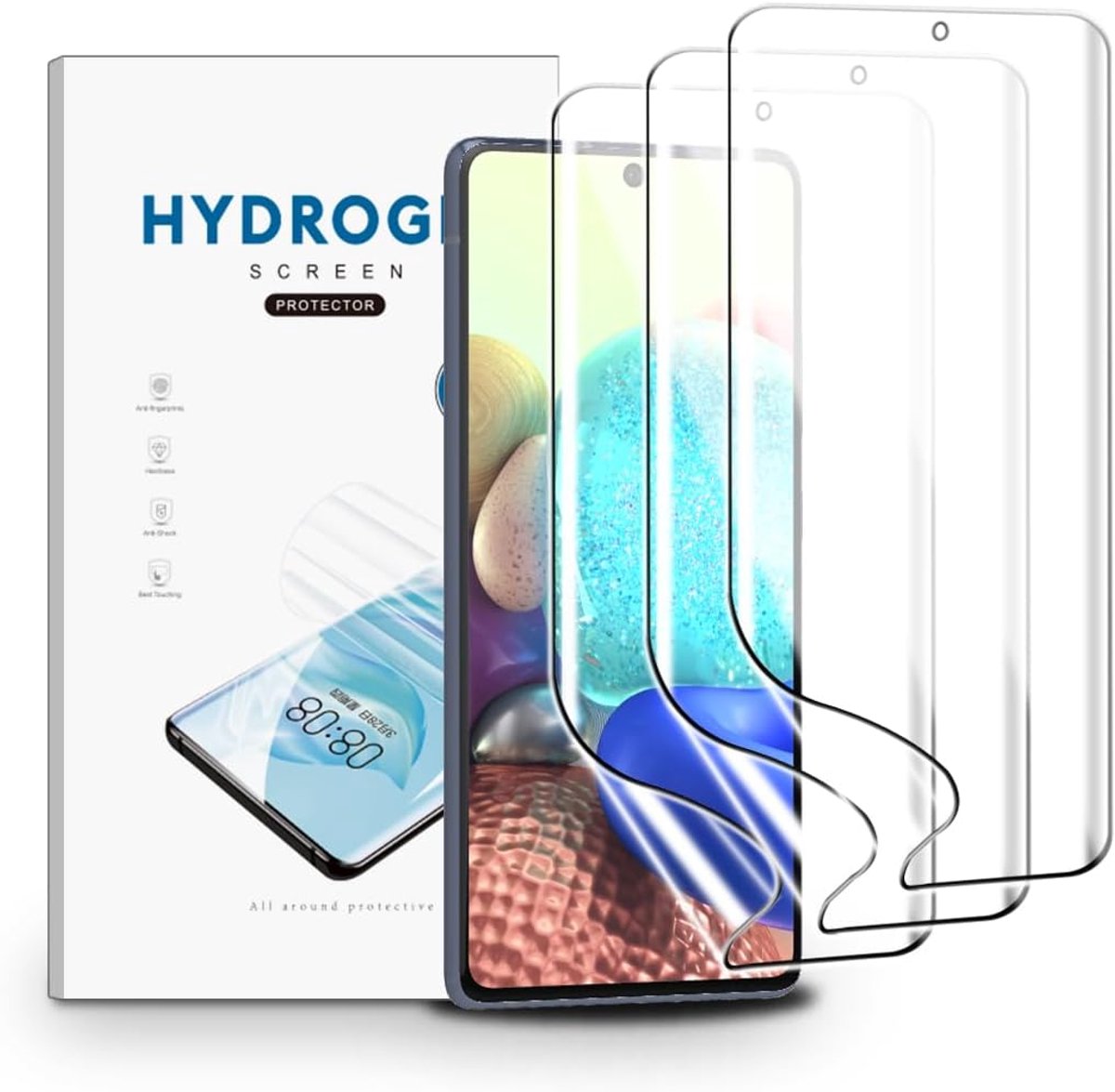 Schermprotector voor Samsung Galaxy A71 5G, 3 Stuks Schermbeveiliging Ultra Helder, TPU Flexibele Beschermende Zachte Film, Krasvast