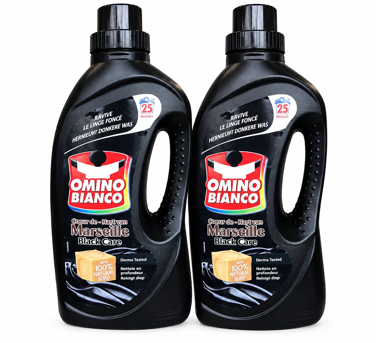 Omino Bianco - Wasmiddel - Black Care - Hart van marseille - 2x1,5L - 50 Wasbeurten