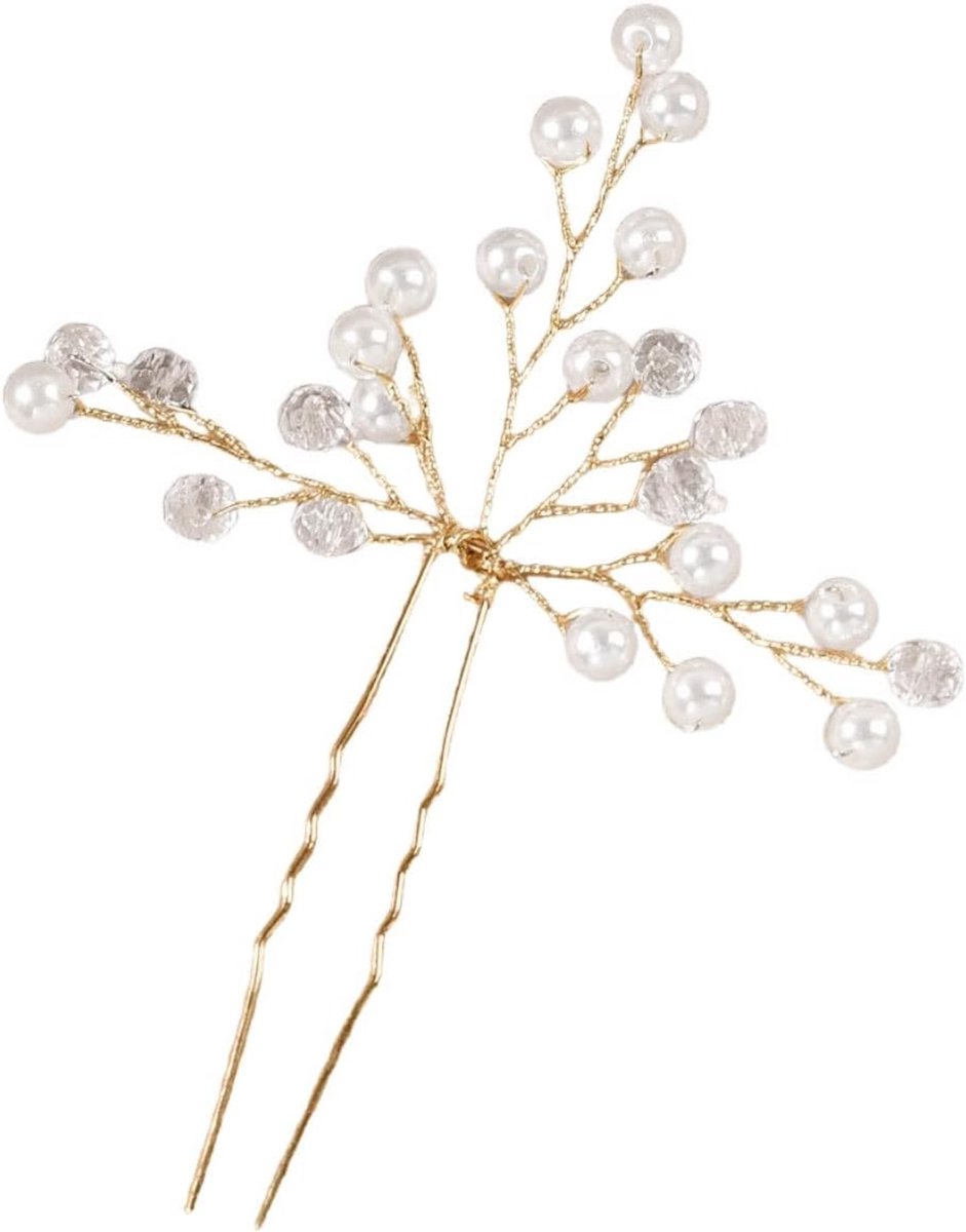 2 stuks haarsieraden, parels, U-vormige clip, bruiloft, haarspelden, kristal, haarspelden, bruidssieraden, hoofdtooi voor haar, voor feest, gala, bruiloft, diner, communie, banket, roségoud