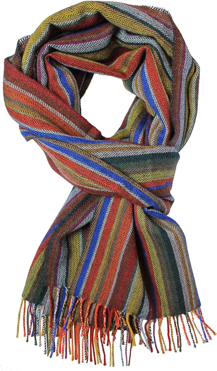 Herensjaal winter strepen & visgraat modieus meerdere kleuren 100% wol (Merino)
