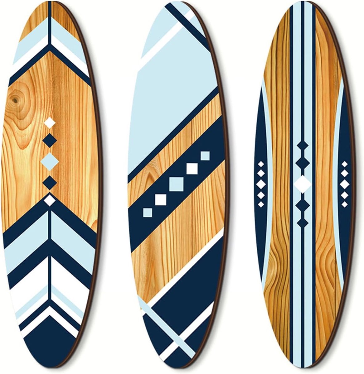 3 stuks surfplankdecoratie, indoor surfplank, zomerdecoratie, surfplankdecoratie voor thuisfeest, decoratie voor binnen en buiten, maritieme stijl, decoratieve muur