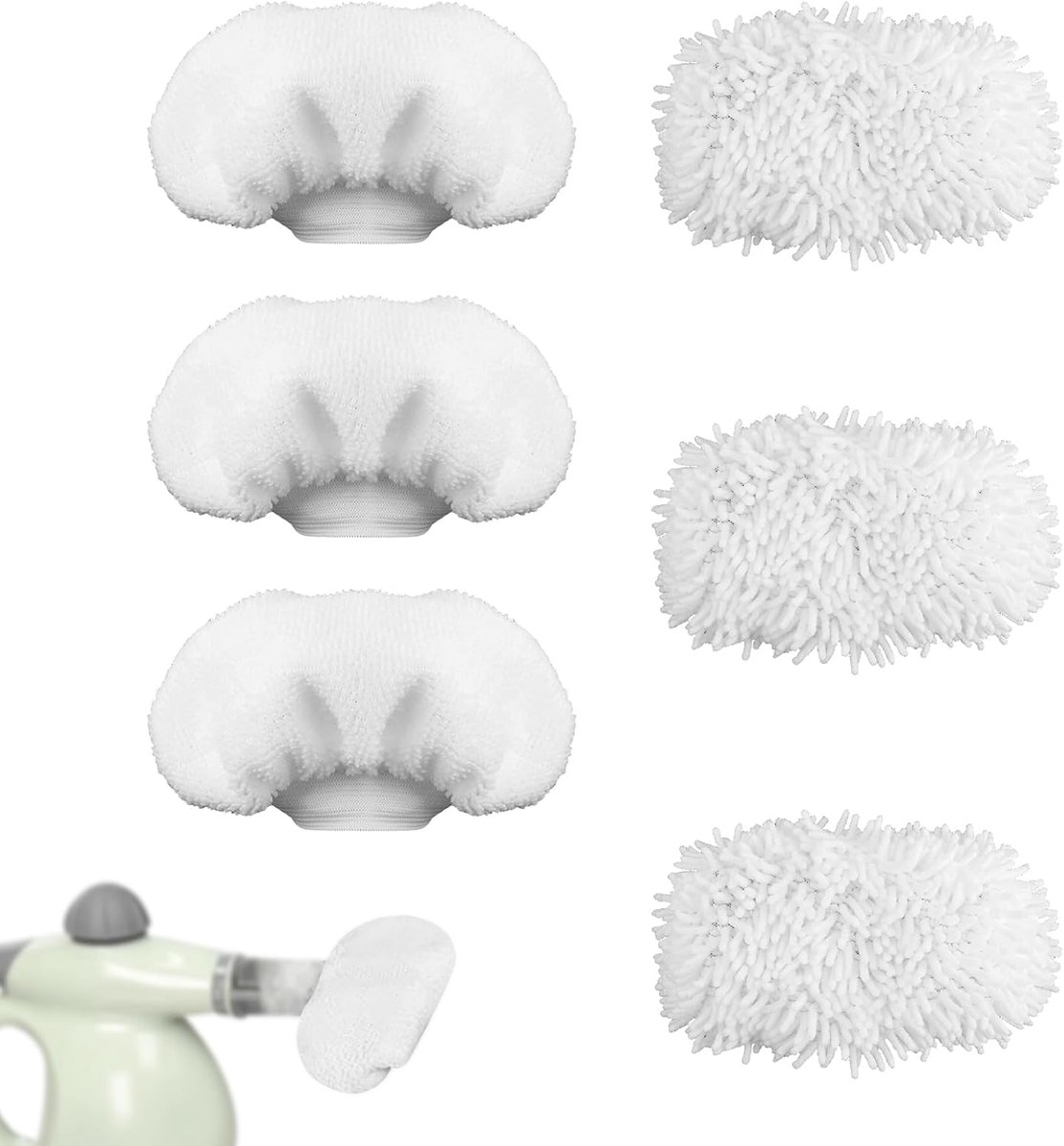 6st Universele Stoomreinigers Accessoire, 3 Coral-Moppen en 3 Microvezelpads Compatibel met Bissell Steam Shot PurSteam Wagner en Comforday voor Stoomreinigers