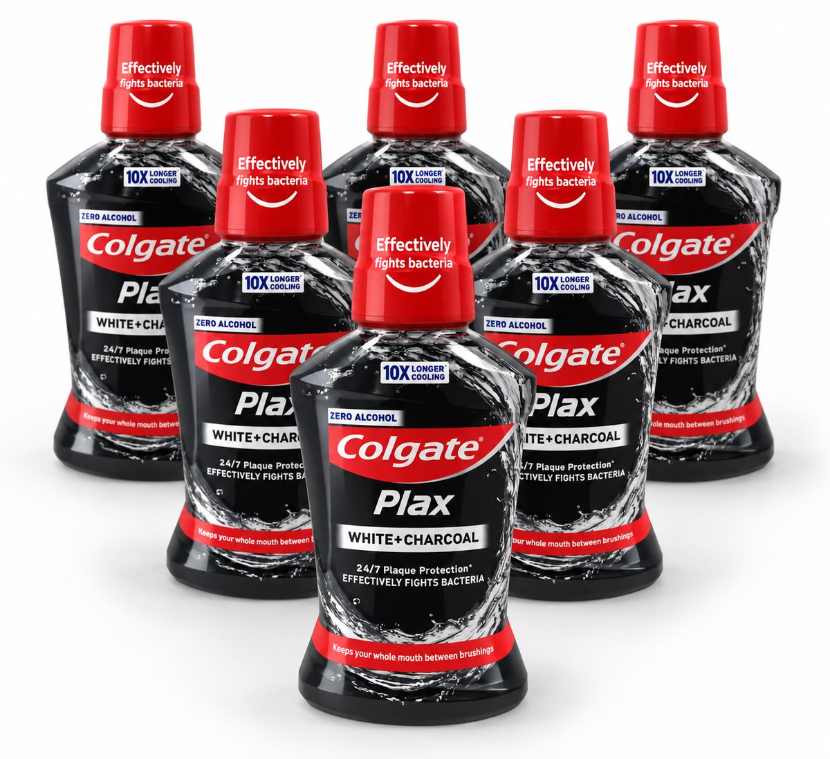 Colgate Plax White + Charcoal Mondwater – Zero Alcohol – 6 x 500 ml
