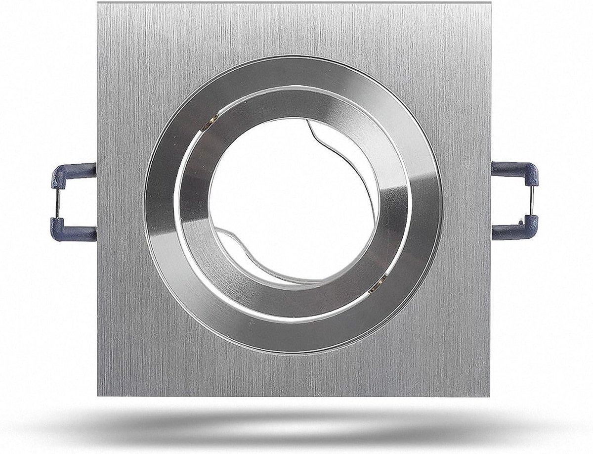 Halogeen inbouwframe GU10: Ø 81mm - vierkant 6711 (geborsteld aluminium )