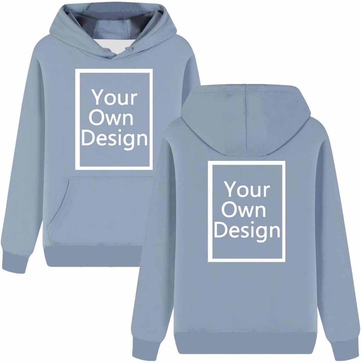 Personalisierte Kapuzenpullover Herren/Damen - Hoodie Selbst Gestalten mit Bild und Text auf Vorder und Rückseite - Partner Pullover Winter Warm Sweatshirt mit Kapuze Causal Hoody mit Tasche