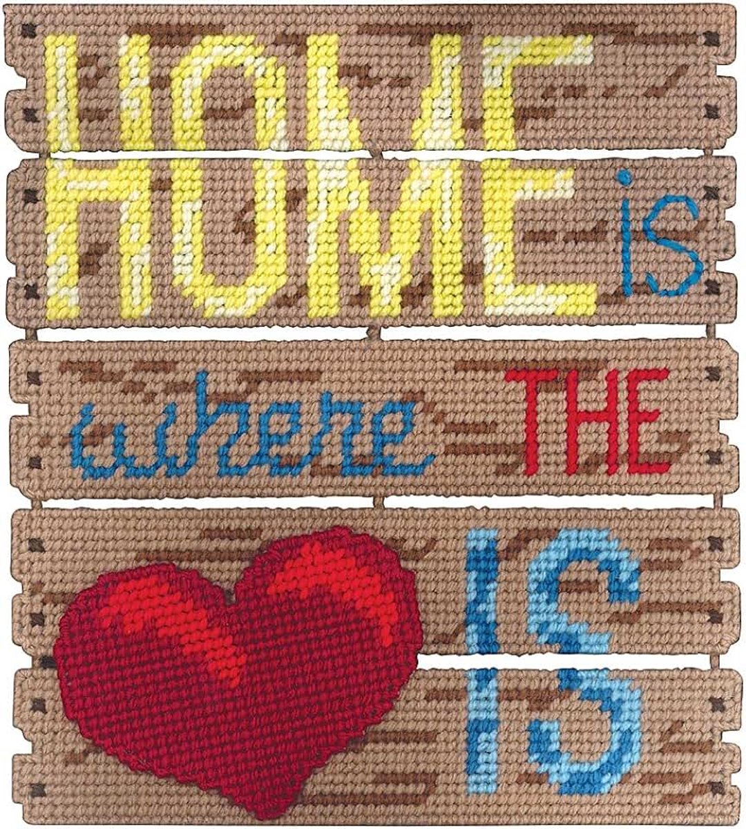 Home is waar het hart is Pallet-ables Plastic Canvas Kit, Acryl, Multi kleuren, 8.5x11x1.5 cm