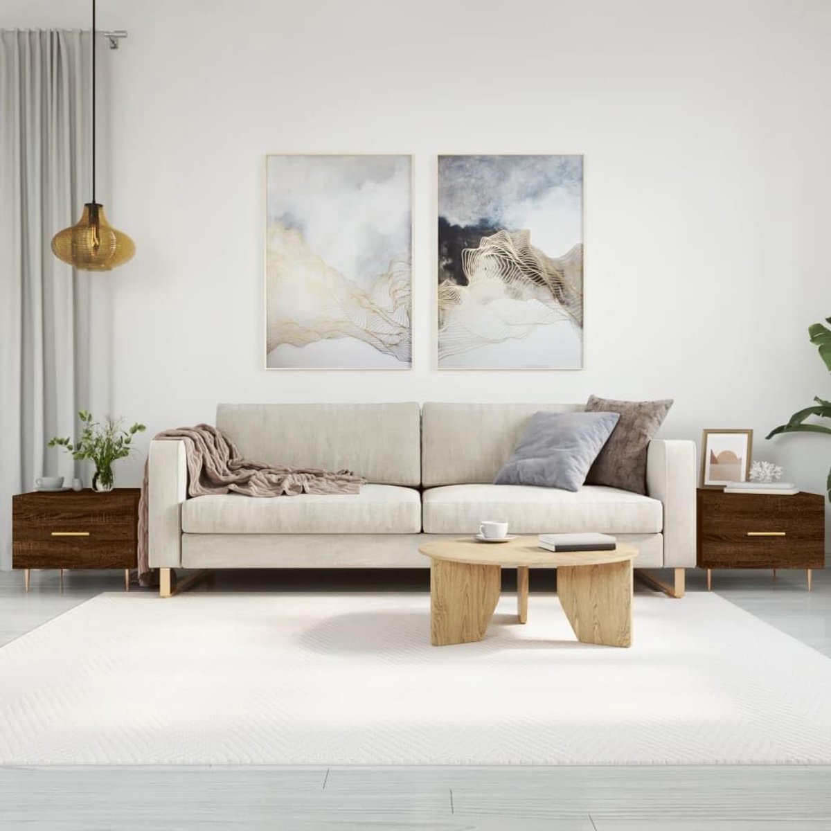 Hout met lade trendy ijzeren poten salon tafels bruin eikenkleur