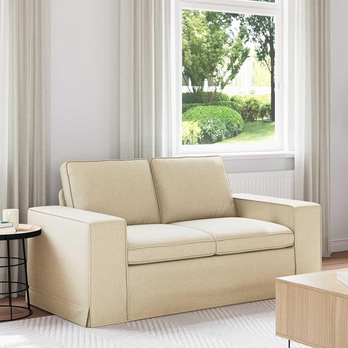 Bank, moderne woonkamerbank, crème, 162 x 80 x 82 cm