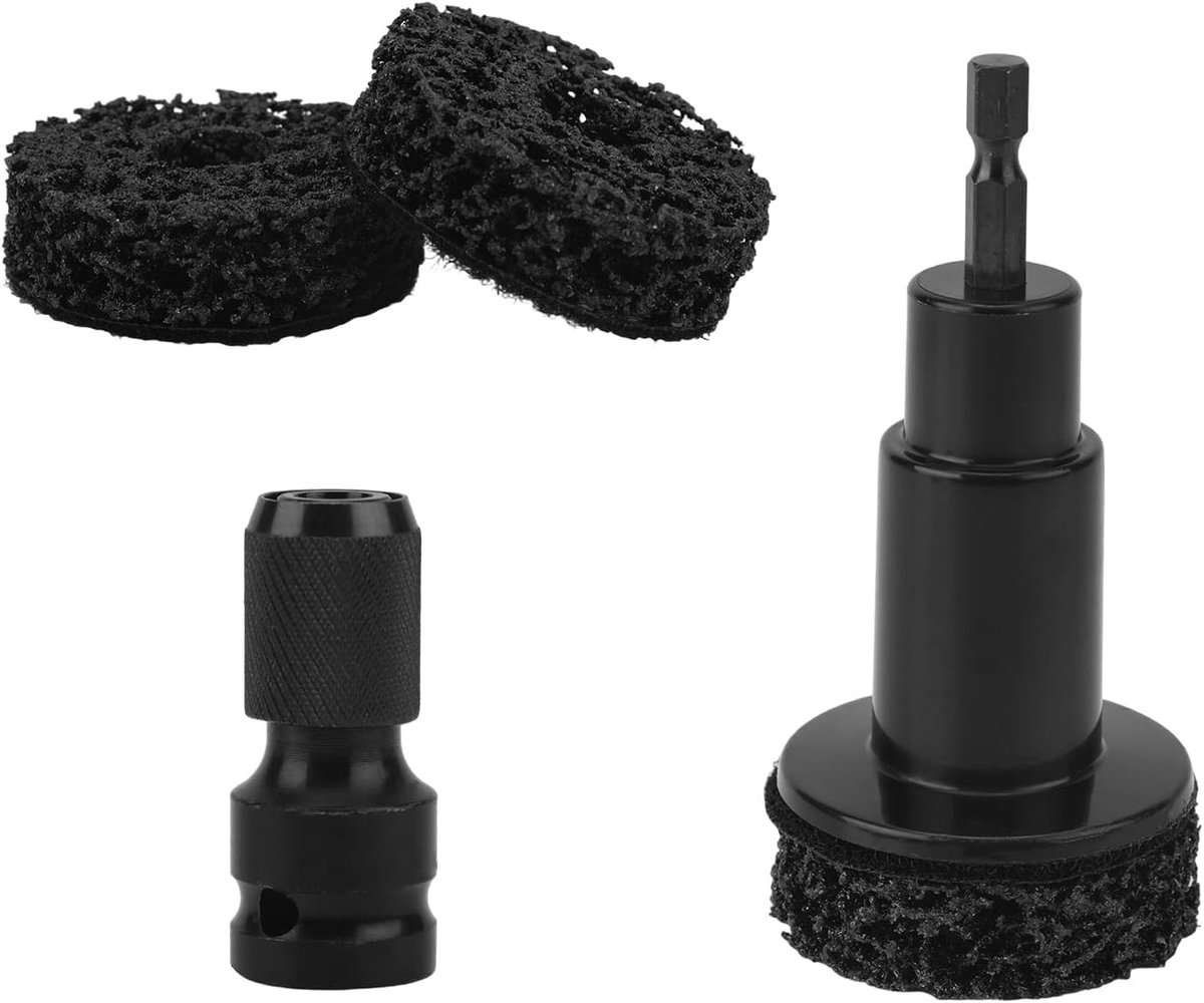 Wielnaven, Reinigingsset Rembouten Geschikt voor 1/2" Slagsleutel Inclusief 2 Pads en 1 Adapter Ideaal voor Onderhoud Aan Auto's en Vrachtwagens (Zwart)