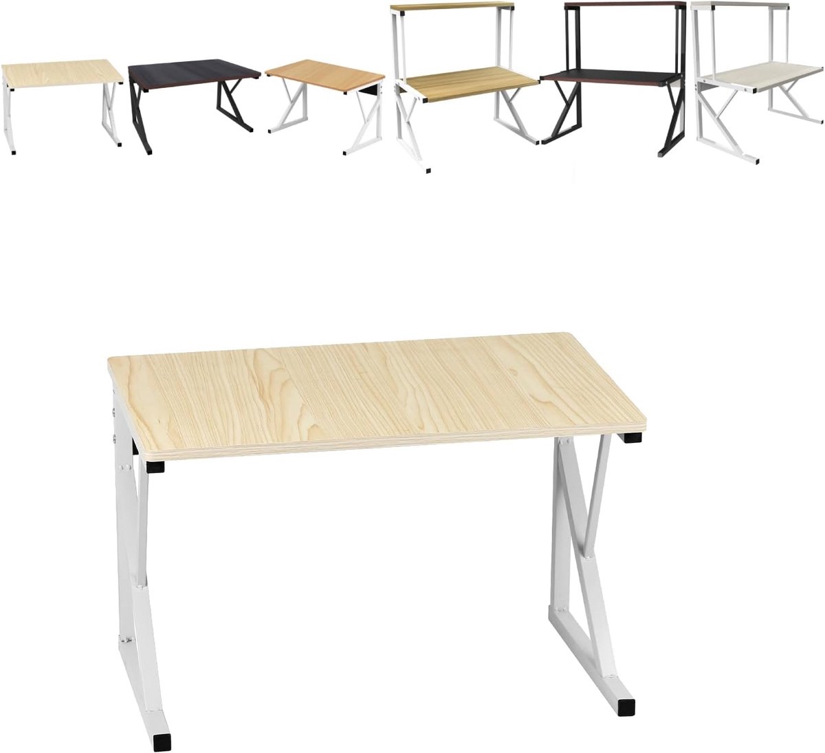 Magnetronhouder van metaal en hout, robuust magnetronrek met kruidenorganizer, magnetronhouder, metalen rek (witte esdoorn, 2 niveaus)