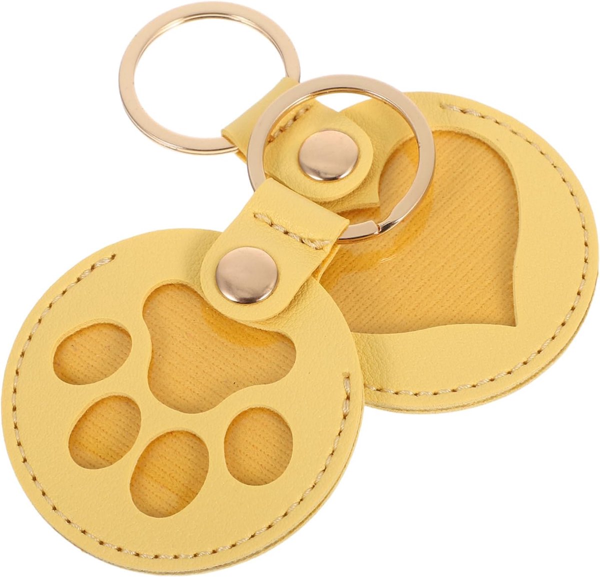 2 Stuks Pet Hair Keepsake Keychain PU Materiaal Duurzaam Geheugenhanger voor Katten Honden Liefhebbers Gele Kattenpoot Hart Ontwerp
