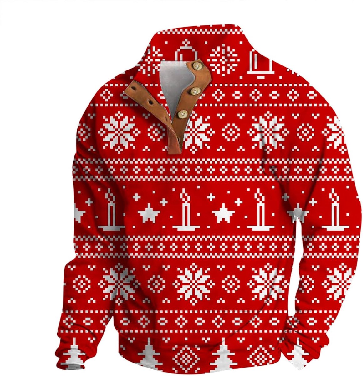 Herentrui met lange mouwen, kerstmotief, met 3D-print, grote maat, hoodie, stijl A