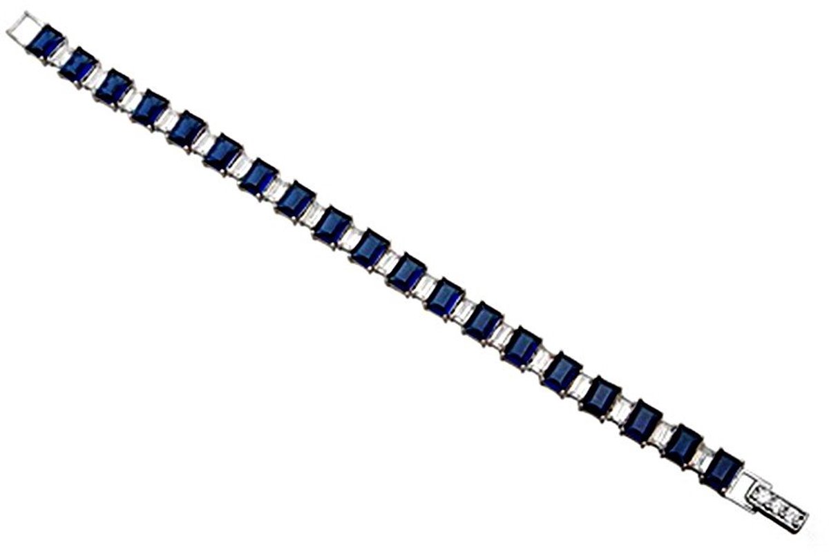 Rodiada 925m zilveren armband 19cm. wit blauwe stenen