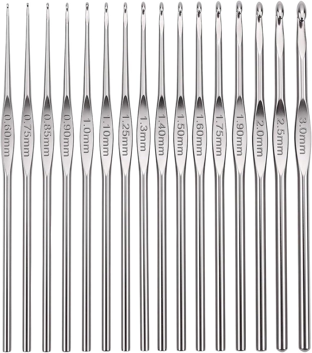 Haaknaaldenset (0,6-3,0 mm) – Fijne haaknaaldenset kant haken en amigurumi – Haakset voor beginners en professionals, haaknaalden voor wol, garen en kant