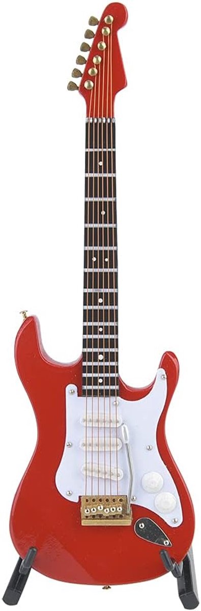 18 cm zacht hout mini handwerk elektrische gitaar model display decoratie huis koffie huis ornament (rood)