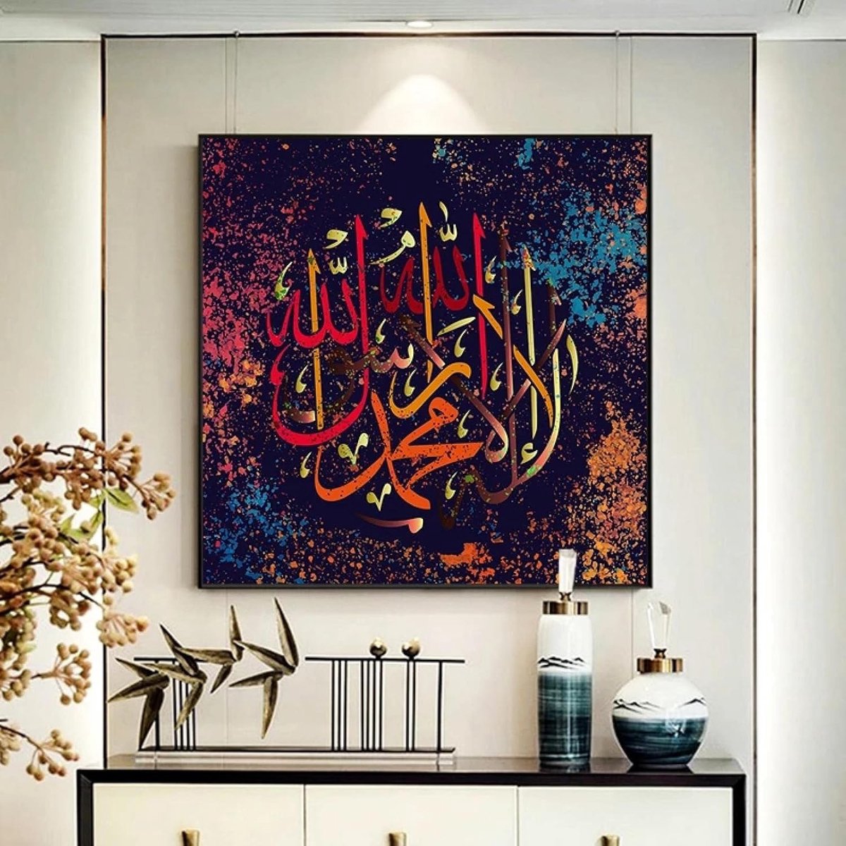 Kalligrafie canvas schilderij populaire muurkunst poster en prints interieur woonkamer woondecoratie muurschildering 50x50cm frameloos