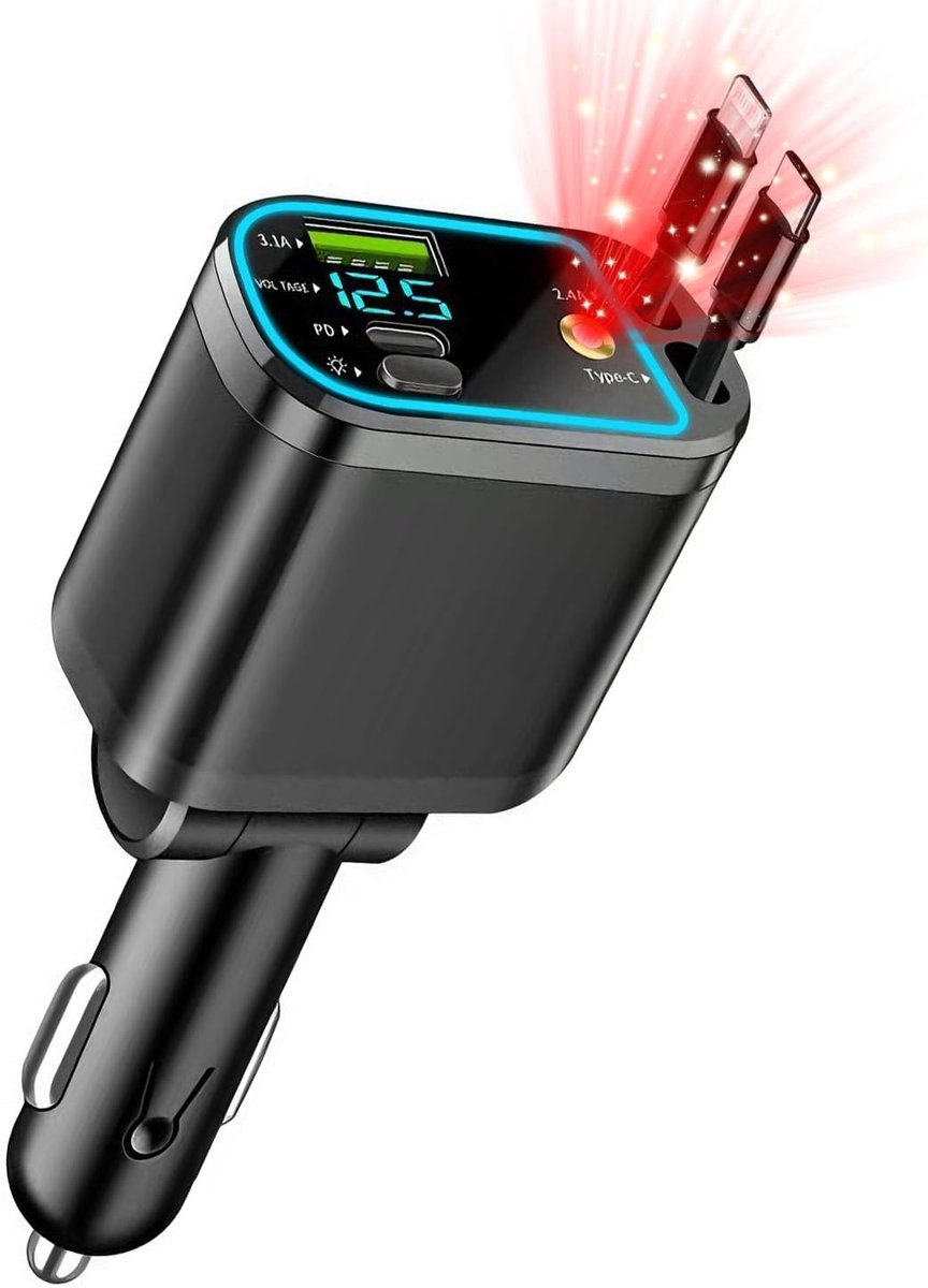 4 IN 1 Zigarettenaansteker USB C Autolader, 83W USB Adapter Autosnellader, 12V Autolader voor iPhone 17, iPhone 16 15 14 Pro Max, iPad, Galaxy S25 S24 Ultra 】