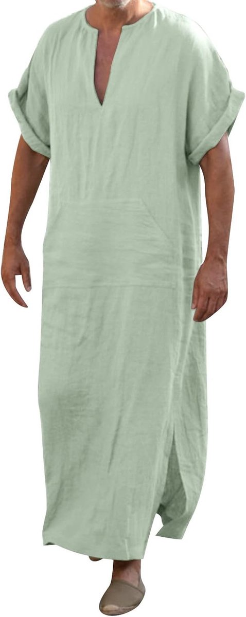 Hemd heren katoen zomerhemd korte mouwen Henley los ademend strandhemd vakantie middeleeuws A13