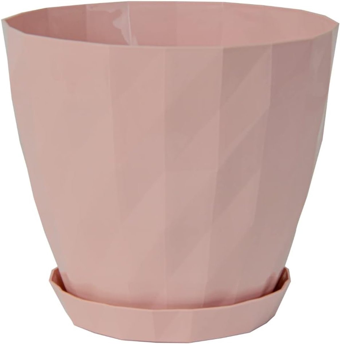 1+1 Sierpot oud roze Kristal design orchidee rond bloempotten met schaal kruidenpot Ø 14 cm