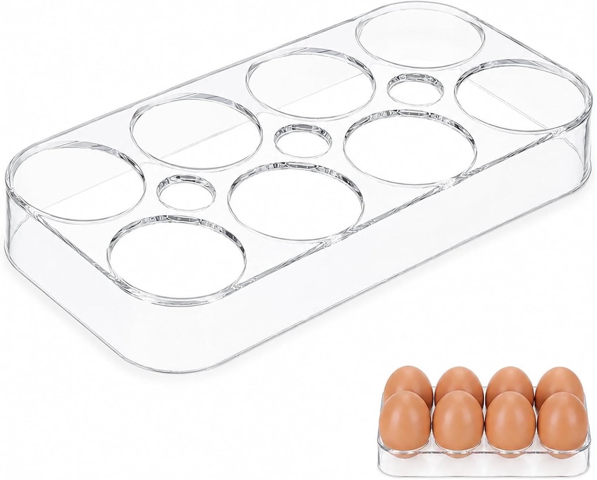 Eierhouder koelkast, eieropslag koelkast, eierhouder voor koelkast, eierhouder voor koelkast, voor vriezer, keuken, camping en meer, beschermt eieren tegen breuk