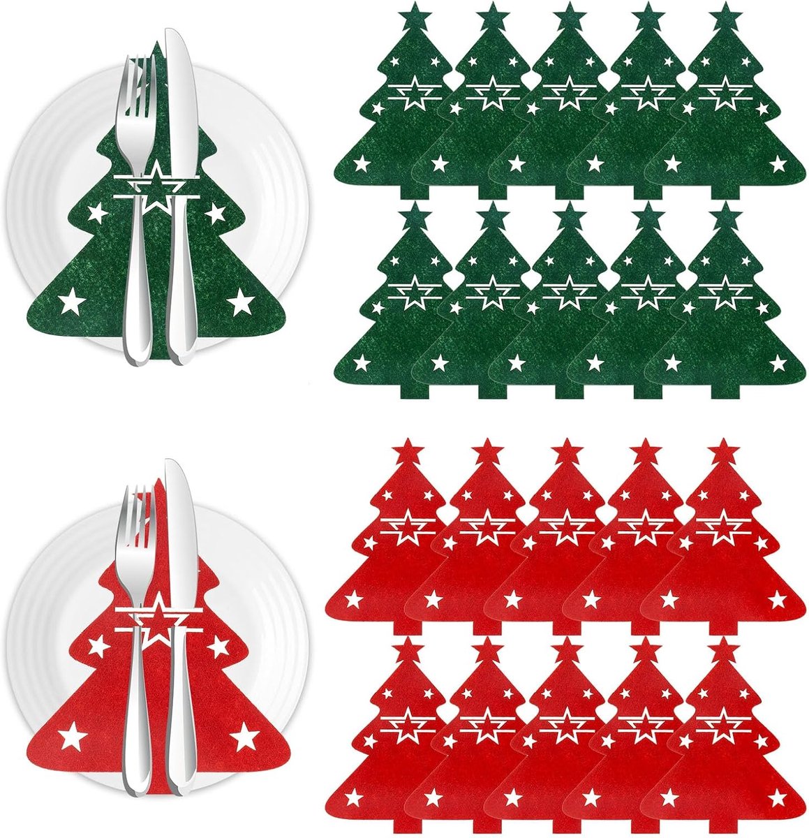 20 stuks bestekhouders van vilt voor kerstdecoratie